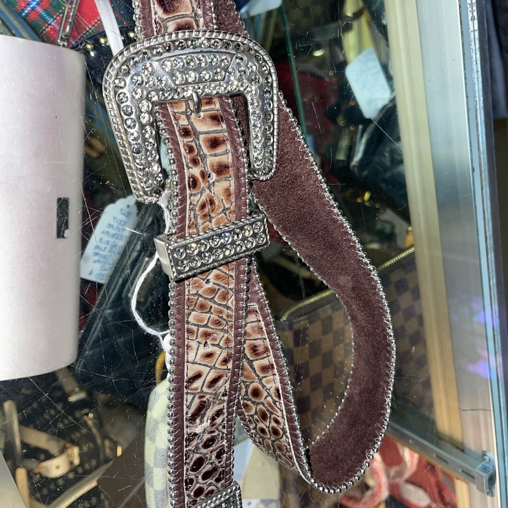 Swarovski belt with alligator skin